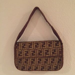 Fendi Vintage FF Zucca Monogram Beaded Handbag